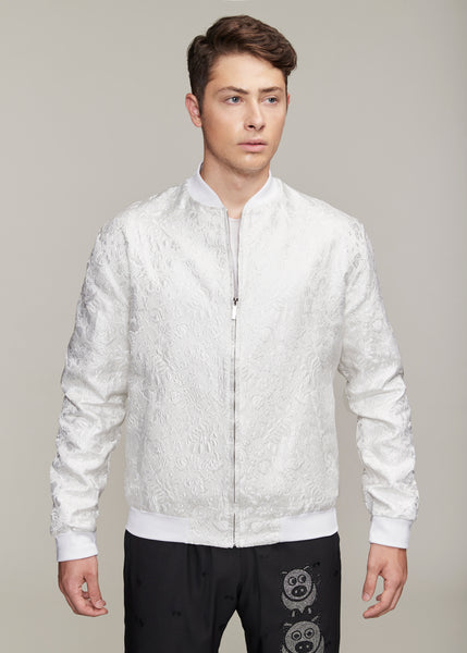 White silk hot sale bomber jacket